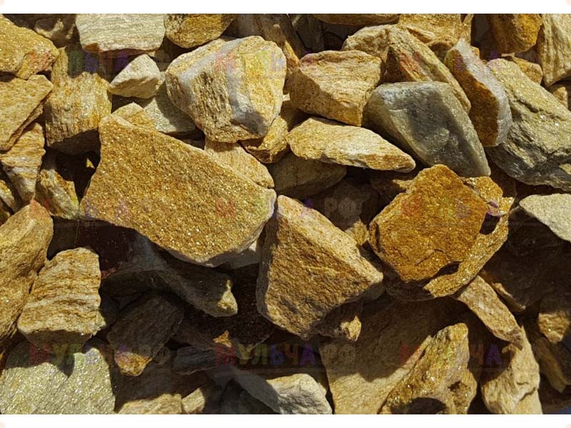  Щебень крошка желтый (ЗЛАТОЛИТ) фр. 5-10 мм.  купить  в Ростове мрамор золотистый, бежевый, желтый каменная ландшафтная декоративная крошка здатолита 8 000 руб/т   фото 