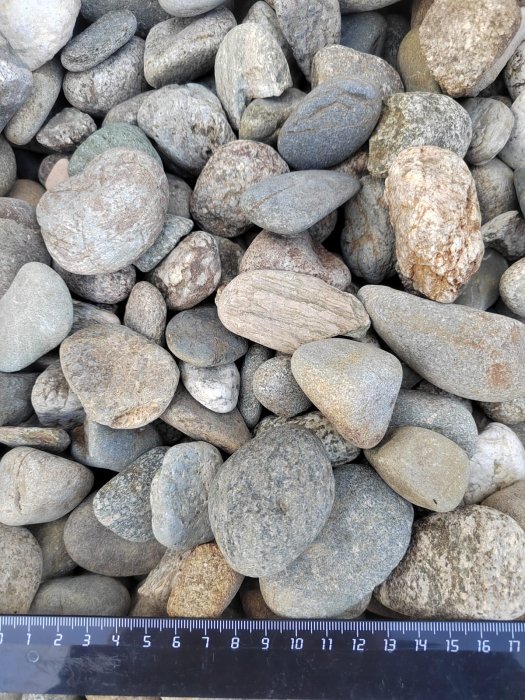  Галька речная окат (пестрая) фр. 20-40 мм. купить   в Ростове галька речная пестрая, серая, серые оттенки галька речная окатанная округлая 4000 руб/т   фото 
