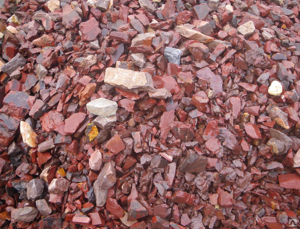  Щебень крошка красный (ЯШМА) фр. 5-10 мм.  купить  в Ростове крошка каменная яшмы красный, бордовый, темно-красный декоративная крошка ландшафтная каменная яшмоидная 6 600 руб/т   фото 