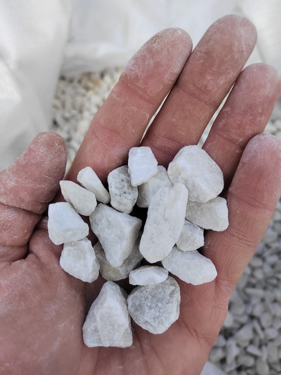  Мраморная крошка, щебень, цвет-белый, фр. 10-20 мм.  купить  в Ростове мрамор белый, молочный айвори каменная ландшафтная декоративная крошка шебня 9500 руб/т   фото 